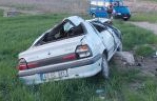 Otomobil Tarlaya Devrildi: 2 Yaralı 