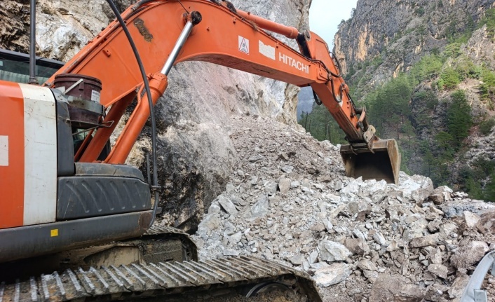 Heyelan nedeniyle kapanan yol açıldı